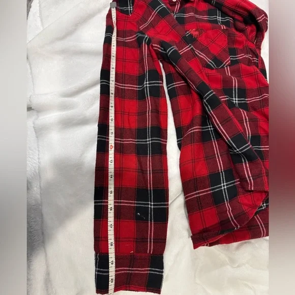 Abercrombie Kids Red Plaid Button-Up Shirt Size 9/10 - Long Sleeve Flannel - Picture 8 of 9